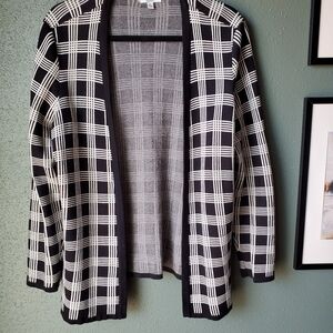 Croft & Barrow Black and White Plaid Cardigan